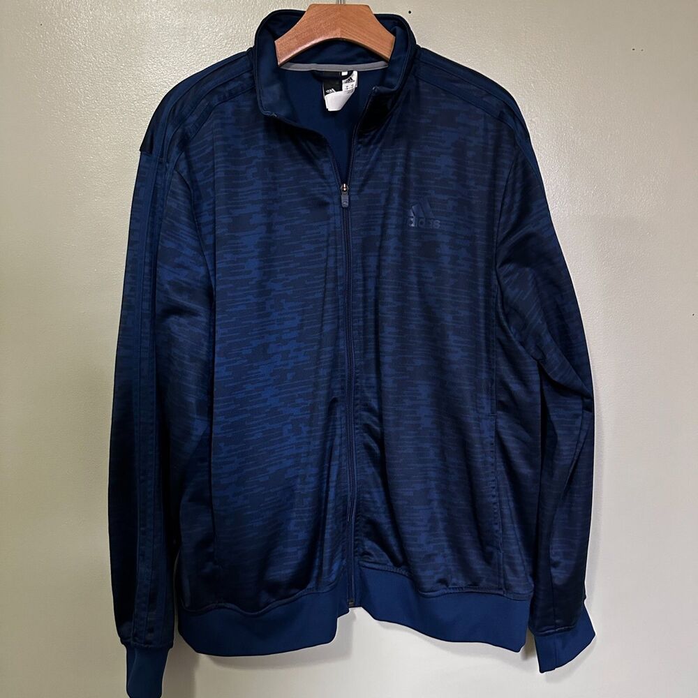 Adidas Men's Essentials Warm-Up Track Jacket Tricot Retro Sports 3 Stripe Blue L